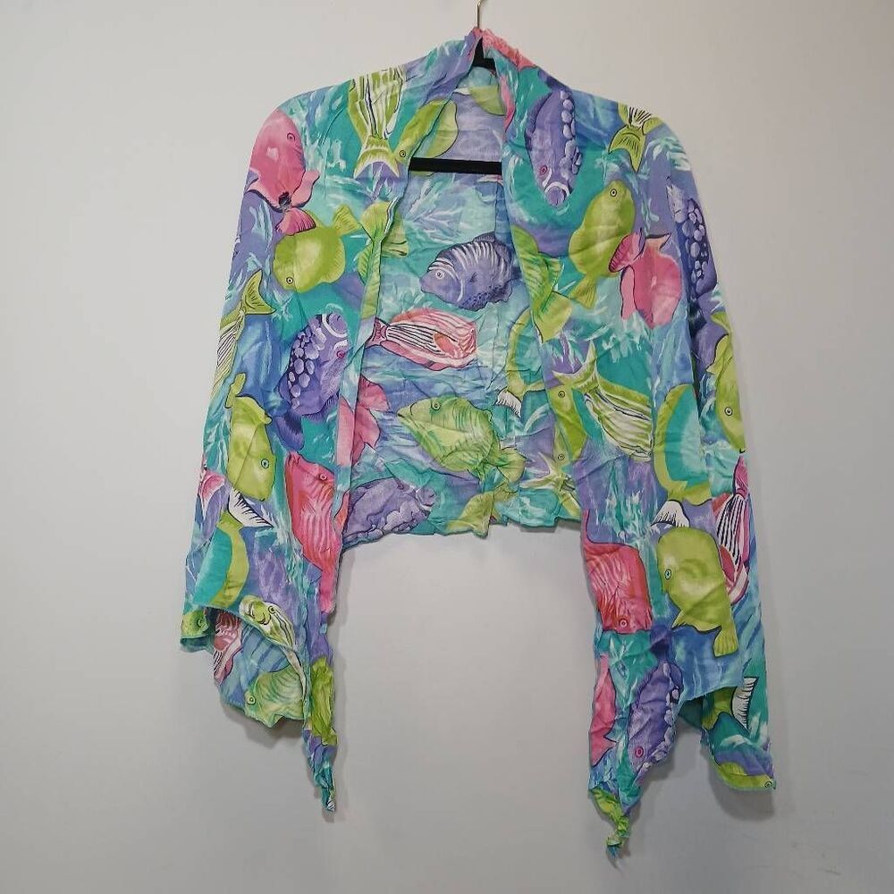 Vintage Diane von Furstenberg womens beach cover wrap scarf green purple